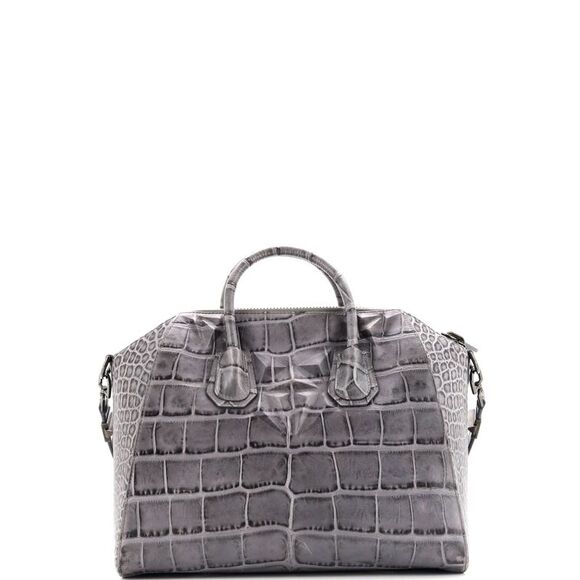 Givenchy Antigona Bag Crocodile Embossed Leather Medium Gray - Picture 3 of 6